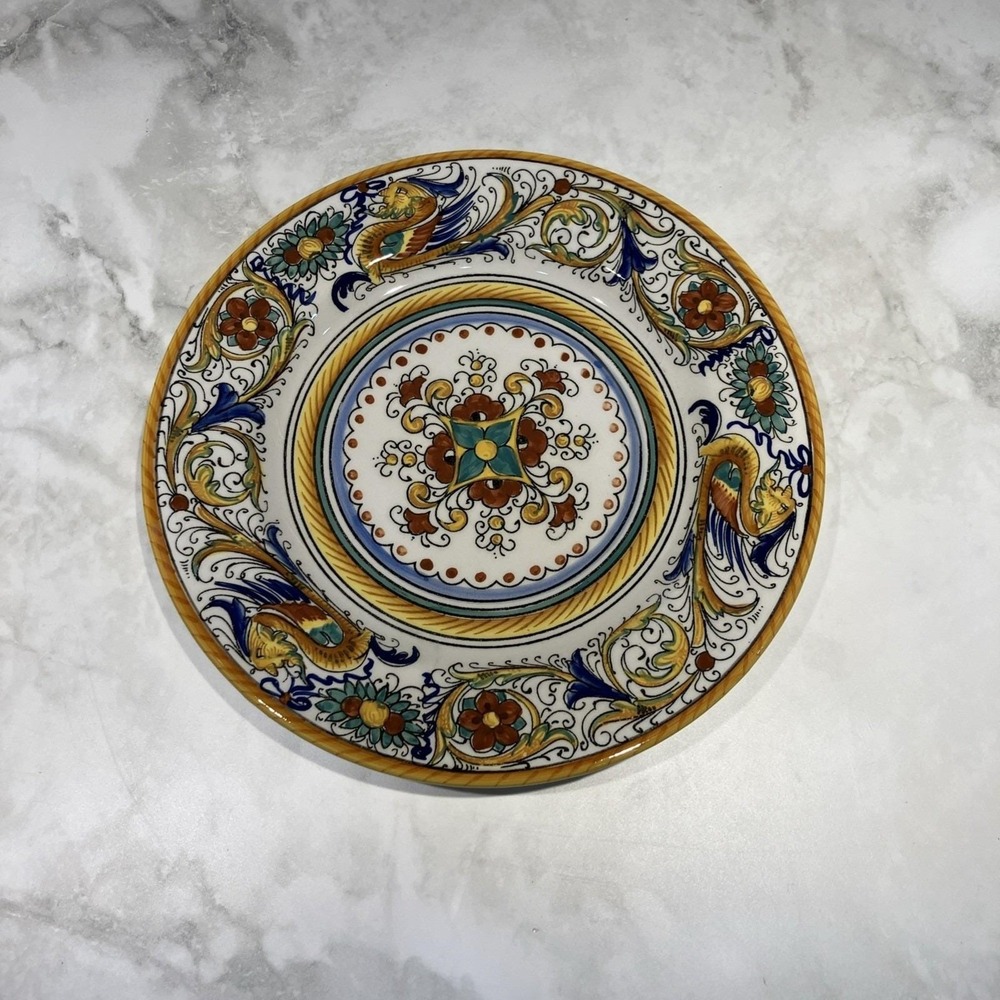 Salad Plate Grandi Maioliche Ficola Deruta Italia Luncheon / Italy 9" Vintage
